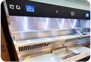 TFT Catering Controllers in professional catering counter with multi-channel touchscreen interface, programmable power unit and OEM control module.